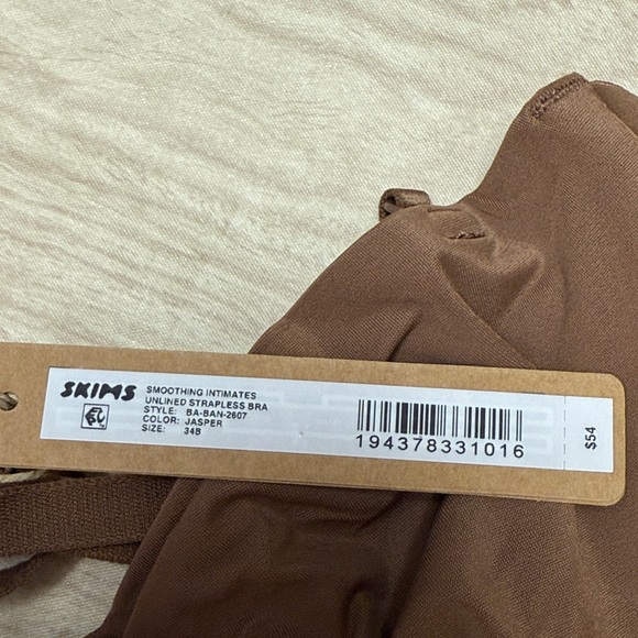 SKIMS SMOOTHING INTIMATES UNLINED STRAPLESS BRA JASPER - 34B - Picture 8 of 9